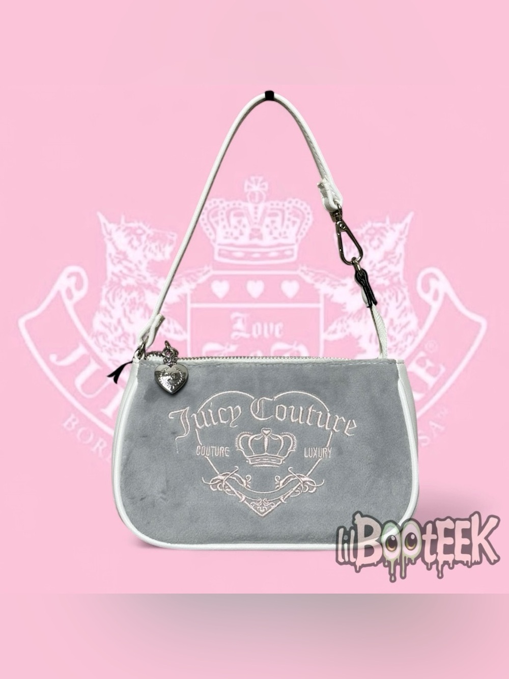 Juicy Couture Royalty Mini Wristlet Shoulder Bag Baby Blue Velour NWT Y2K VIRAL